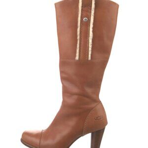 UGG Leather Fur Trim Boots - Excellent Condition (Size 10)
